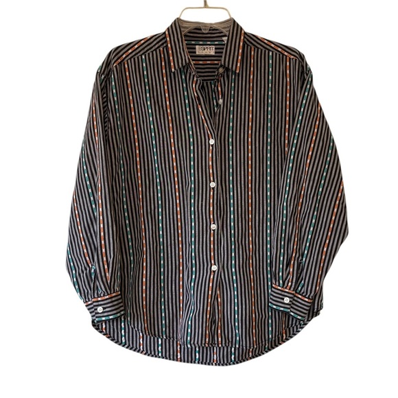 Vintage Esprit Striped Button Down Shirt Sz Medium - Picture 1 of 10